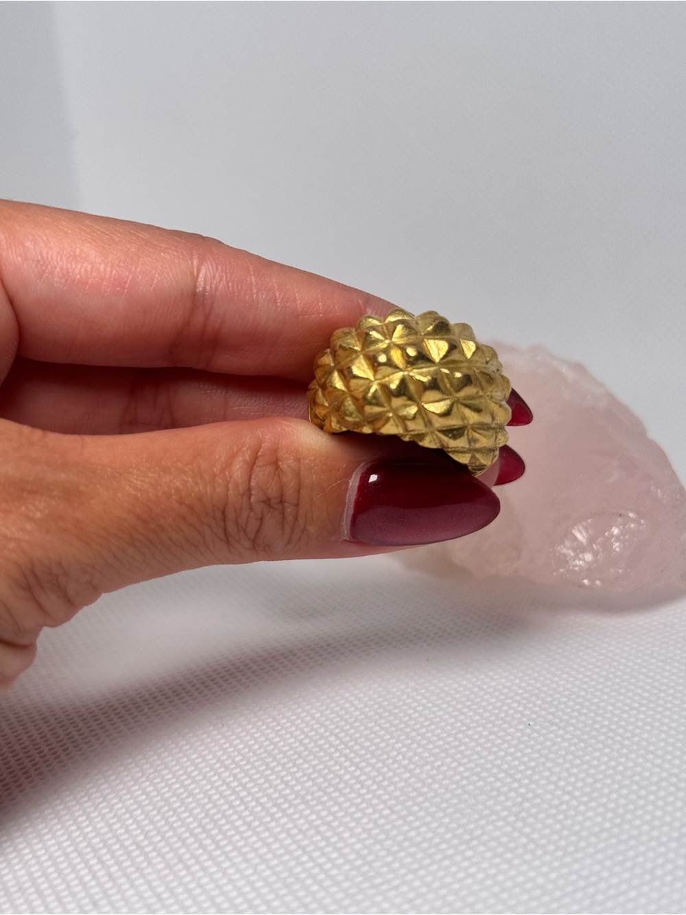 Gold Textured Dome Statement Ring - Women Jewelry